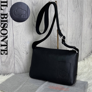 IL BISONTE - 極美品♡保存袋付♡希少ロゴ♡イルビゾンテ レザー ショルダーバッグ ブラック