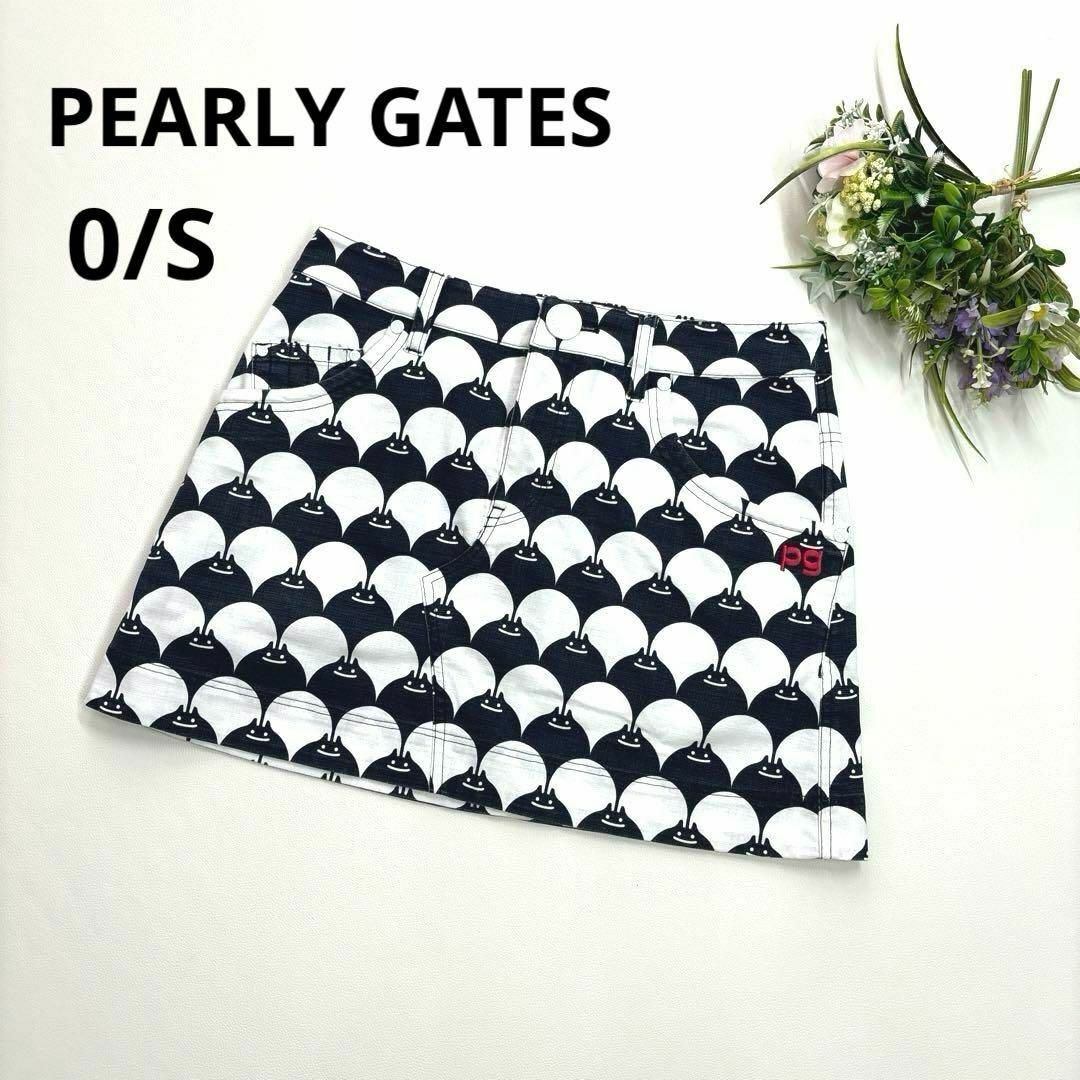 PEARLY GATES(パーリーゲイツ)の訳あり❗️パーリーゲイツ　0/S ゴルフスカート　総柄　ホワイト/ネイビー スポーツ/アウトドアのゴルフ(ウエア)の商品写真