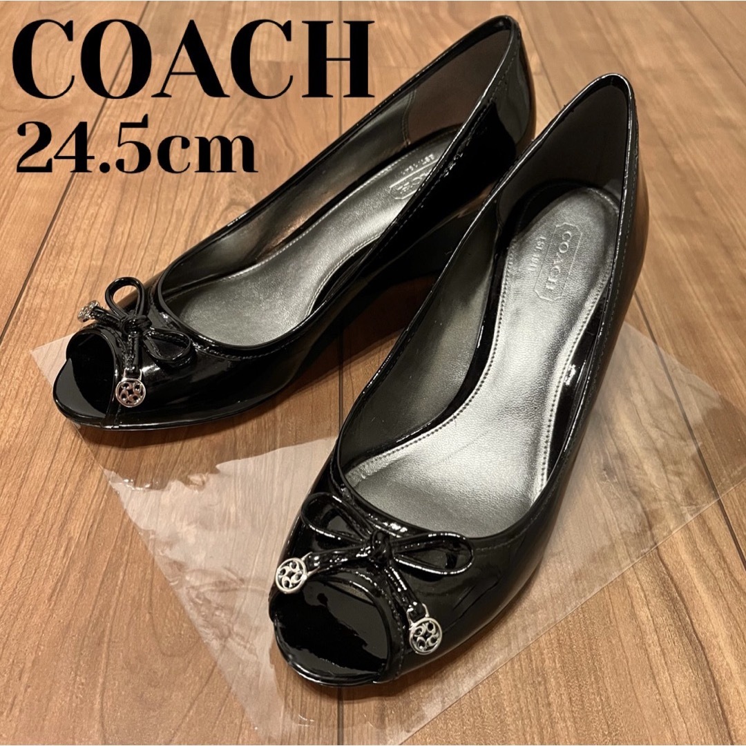 COACH(コーチ)のコーチ パンプス ウェッジソール オープントゥ  24.5cm定価¥39,900 レディースの靴/シューズ(ハイヒール/パンプス)の商品写真