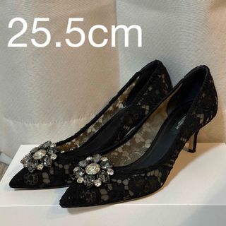 ドルチェアンドガッバーナ(DOLCE&GABBANA)の【D＆G】ドルガバ レディース パンプス レース ブラック 25.5cm(ハイヒール/パンプス)