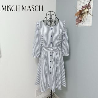 ミッシュマッシュ(MISCH MASCH)のミッシュマッシュ　1度着用　ベルト付き　ストライプ　ワンピース　美品(ひざ丈ワンピース)