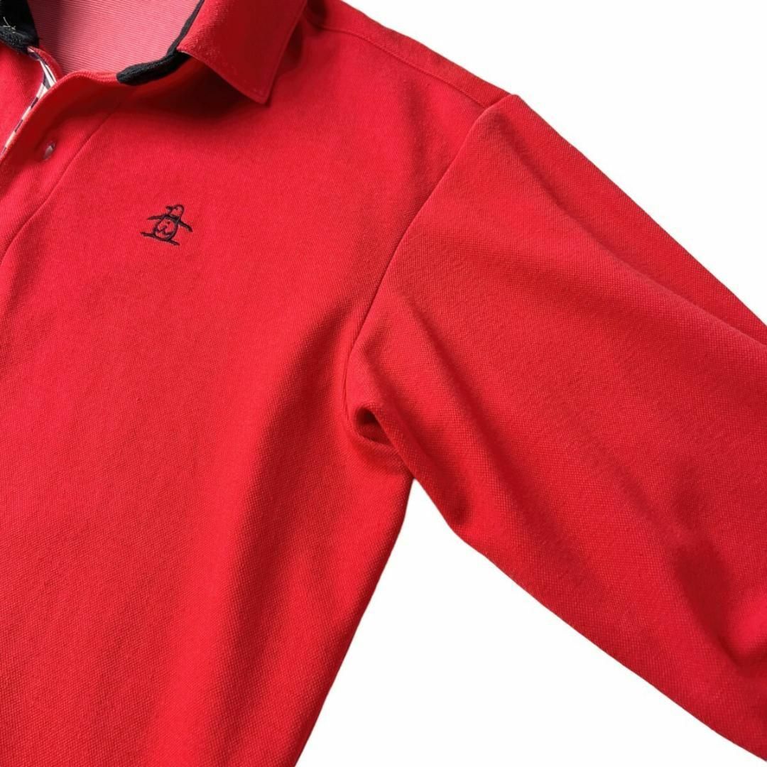 Munsingwear(マンシングウェア)の美品 マンシングウェア 長袖 ポロシャツ メンズ L 赤 人気 ゴルフウェア スポーツ/アウトドアのゴルフ(ウエア)の商品写真