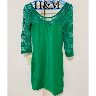 H&M - H&M レースタイトワンピース グリーン