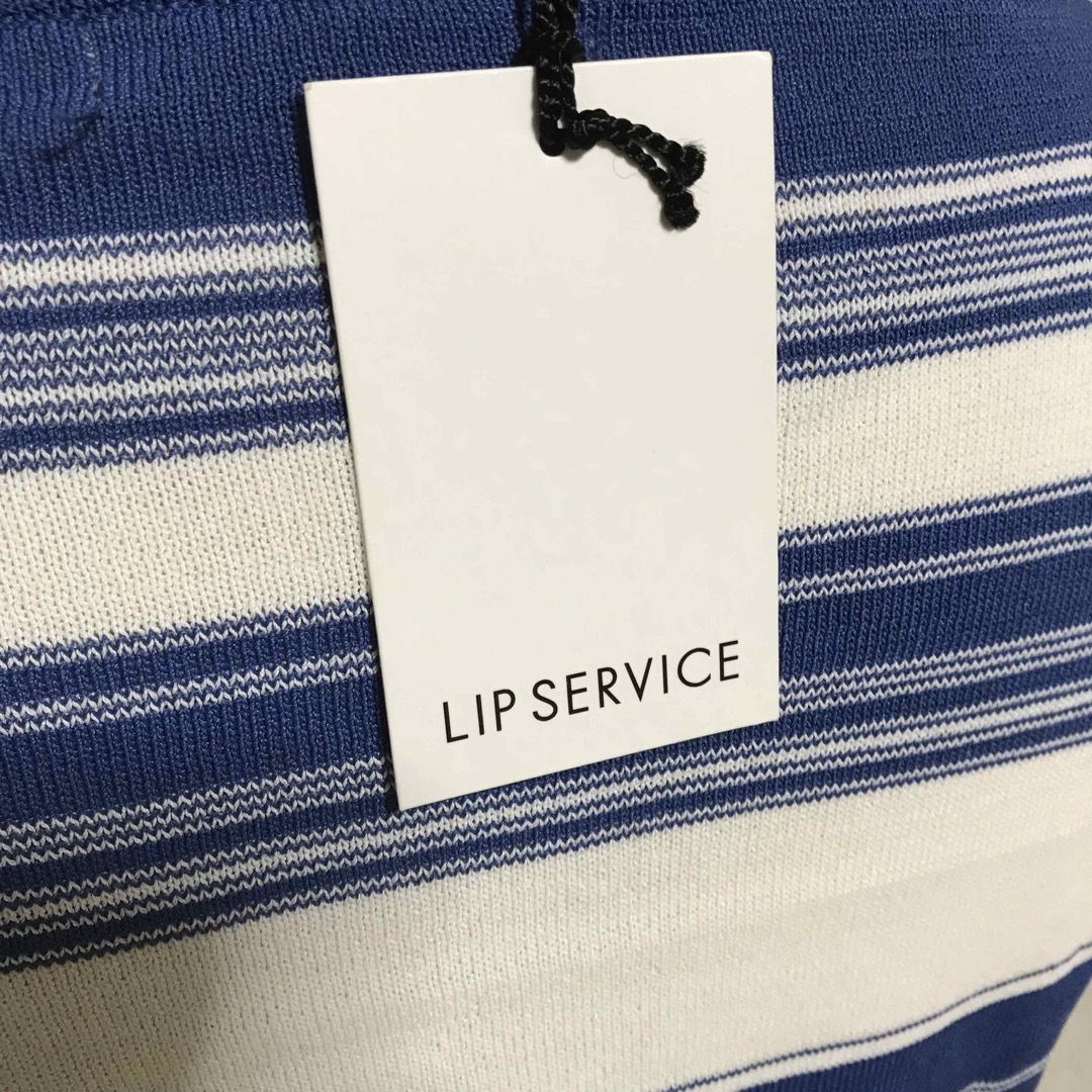 LIP SERVICE(リップサービス)の新品 LIP SERVICE リップサービス トップス カットソー ボーダー 青 レディースのトップス(カットソー(半袖/袖なし))の商品写真