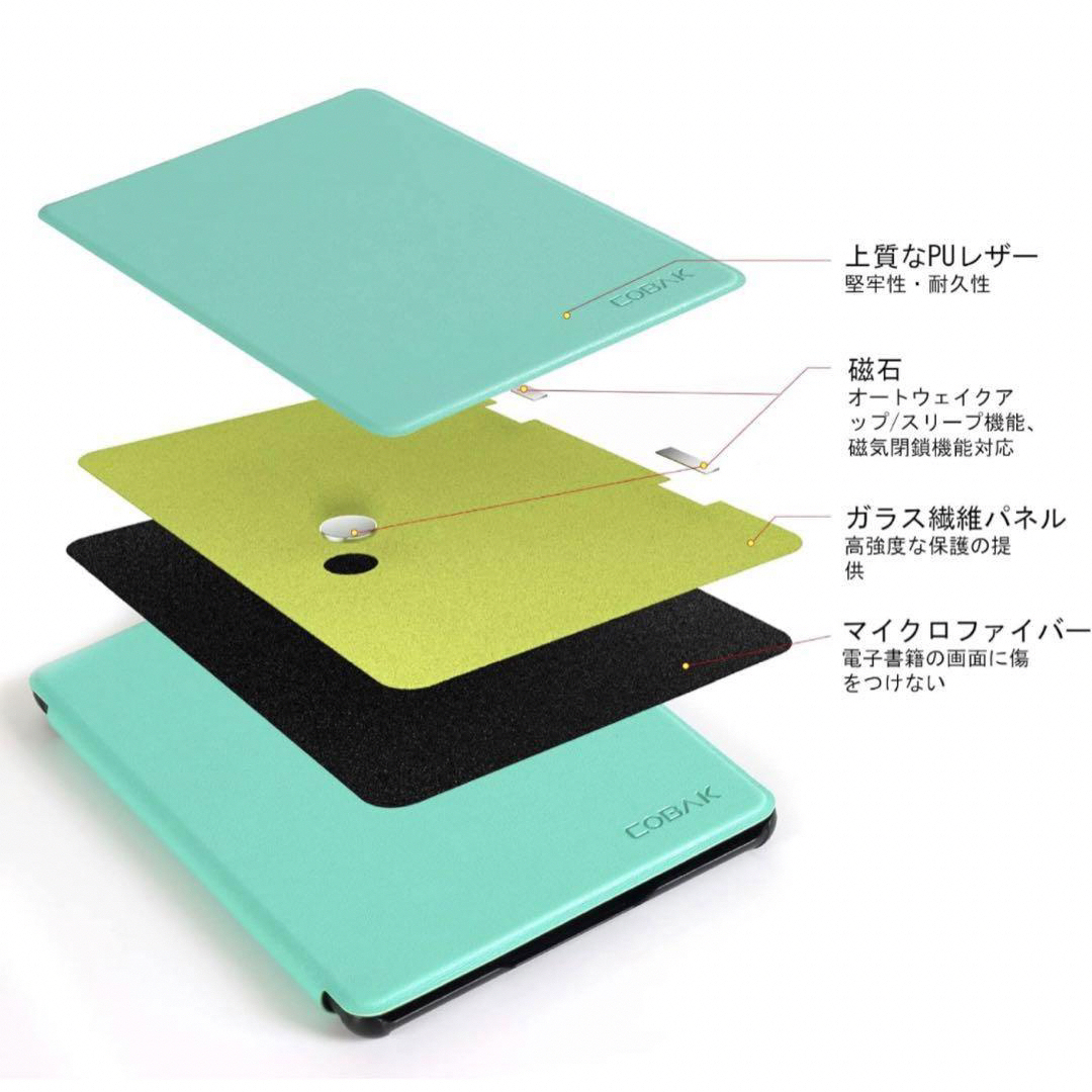 【CoBak Kindle Paperwhite 用】カバー グリーン スマホ/家電/カメラのPC/タブレット(その他)の商品写真