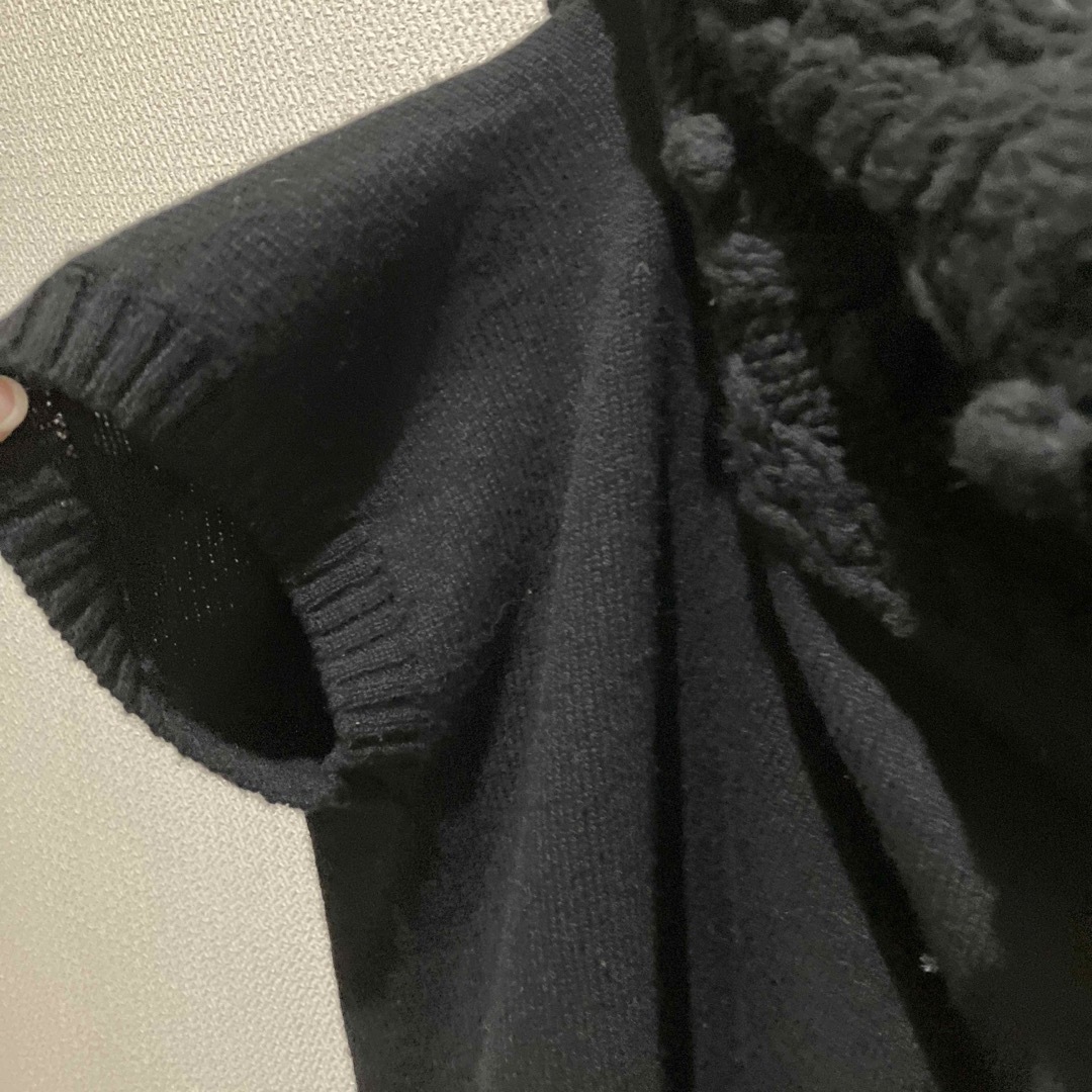 COMME des GARCONS(コムデギャルソン)のコムデギャルソン　黒半袖カーディガン　サイズM tao ハイネック　ケープ風 レディースのトップス(カーディガン)の商品写真