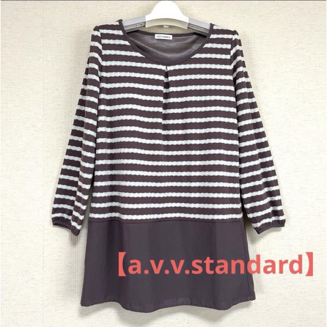 a.v.v(アーヴェヴェ)の【a.v.v.standard】ボーダー 春チュニック Mサイズ レディースのトップス(チュニック)の商品写真