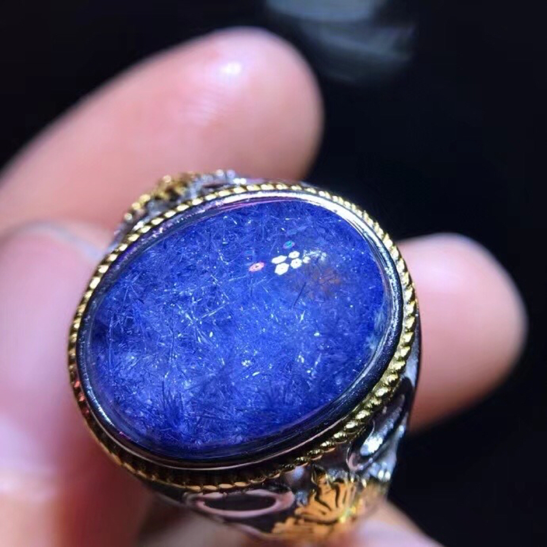 ⭐︎【天然】ブルールチル デュモルチエライト リング s925 12mm ⭐︎【天然】ブルールチル デュモルチエライト リング s925 12mm
