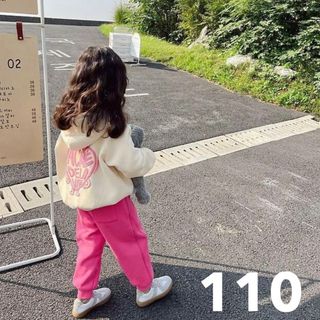 2024春新作☆大人気韓国風パーカー ピンク100 白110 キッズパーカー(その他)