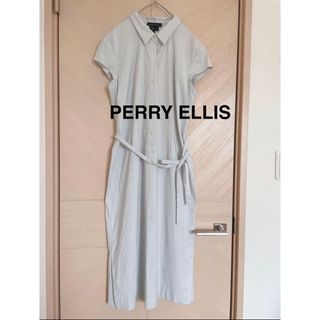 PERRY ELLIS - PERRY ELLIS ペリーエリス 半袖ストライプシャツワンピース 美品