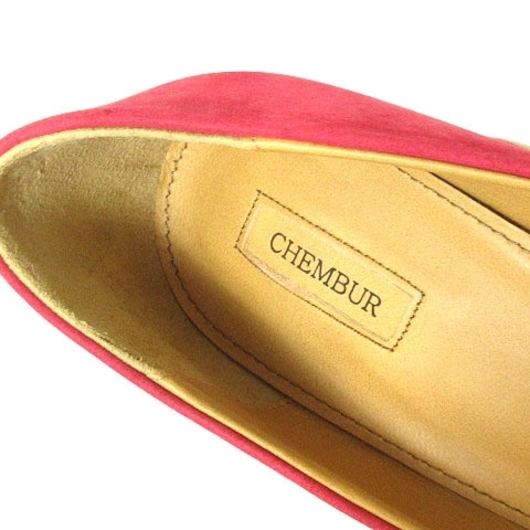 チェンバー パンプス ヌバック チャンキーヒール レッド 36.5 23.5cm レディースの靴/シューズ(ハイヒール/パンプス)の商品写真