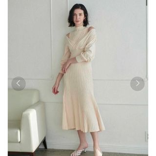 アンドクチュール(And Couture)のアンドクチュール レイヤード風カシュクールニットワンピース ロングワンピース(ロングワンピース/マキシワンピース)