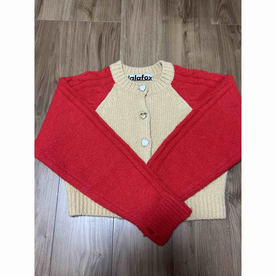 Ameri VINTAGE(アメリヴィンテージ)のララフォックス COLOR BLOCK KNIT CARDIGAN BEIGE レディースのトップス(ニット/セーター)の商品写真