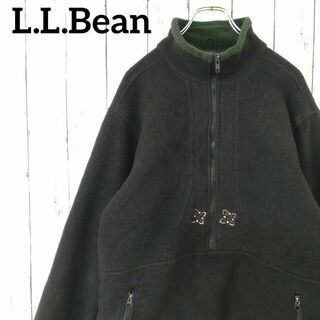 エルエルビーン(L.L.Bean)の80sエルエルビーン　アメリカ製　厚手フリース　ハーフジップ刺繍ロゴ（814）(スウェット)