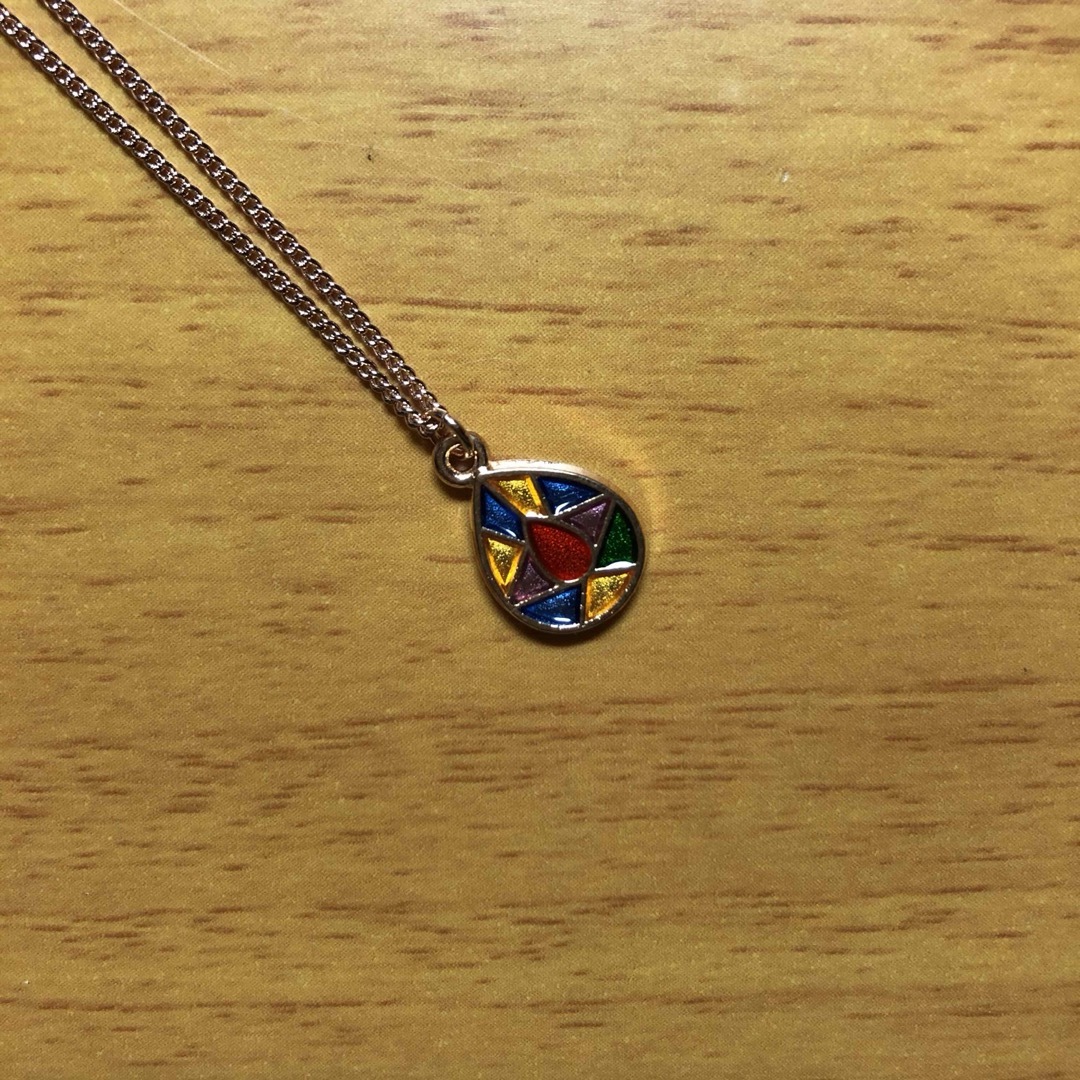 the stainedglass pinkgoldnecklace ハンドメイドのアクセサリー(ネックレス)の商品写真