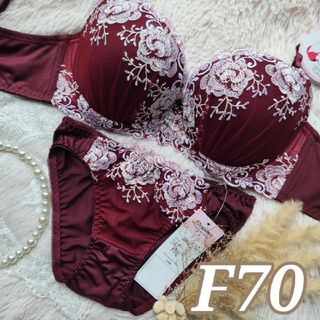 №635【F70】エキゾチックローズ脇高ブラジャー&フルバックショーツ(ブラ&ショーツセット)