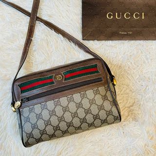 Gucci - GUCCI ショルダーバッグ ポシェット gg 金具 pvc シェリーライン 茶