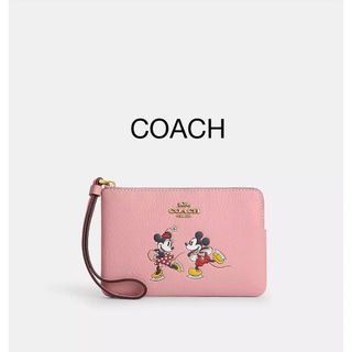 コーチ(COACH)のCOACH×ディズニー100周年コラボストラップ付きポーチ小物入コーナーZIP(ポーチ)