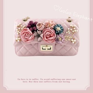 韓国♡お呼ばれバッグ Flower 美女 bag バッグ 流行り パーティ お花(ハンドバッグ)