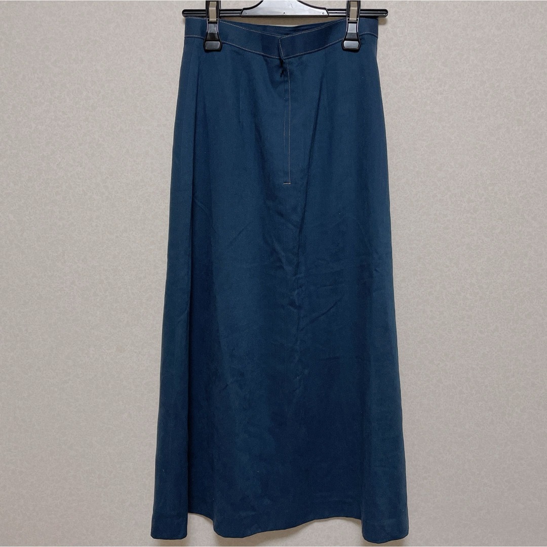古着 レトロ ビンテージ ネイビー スカート ボタンスカート 春 シンプル レディースのスカート(ロングスカート)の商品写真