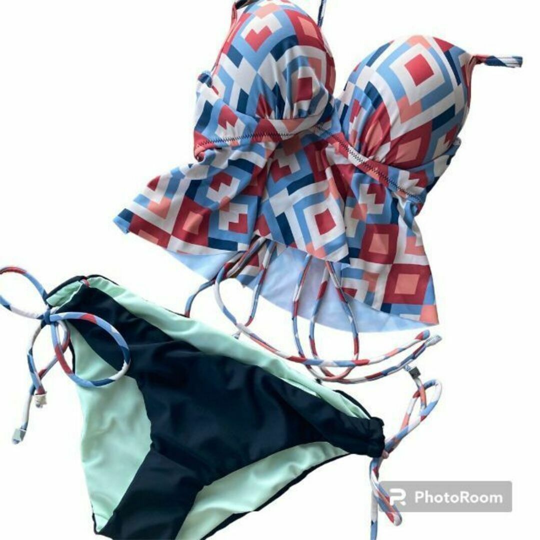【ブラック×レトロ】新品 水着 Lサイズ ビキニ 海 プール フリル レディースの水着/浴衣(水着)の商品写真