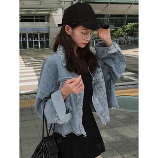 シーイン(SHEIN)のSHEIN デニムジャケット ドロップショルダー オーバーサイズ(Gジャン/デニムジャケット)