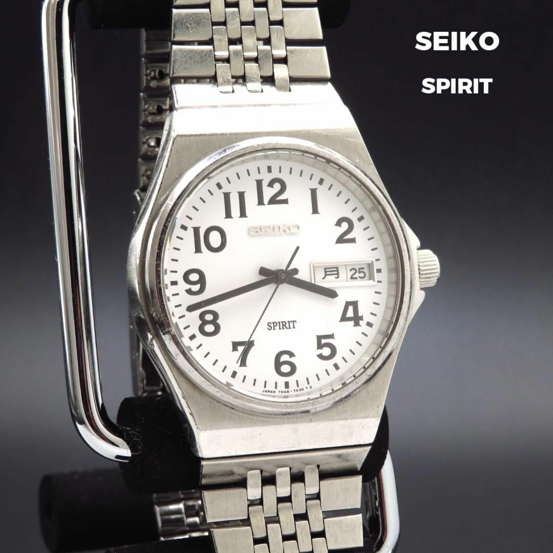 SEIKO(セイコー)のSEIKO SPIRIT 腕時計 デイデイト 見やすい数字文字盤 メンズの時計(腕時計(アナログ))の商品写真