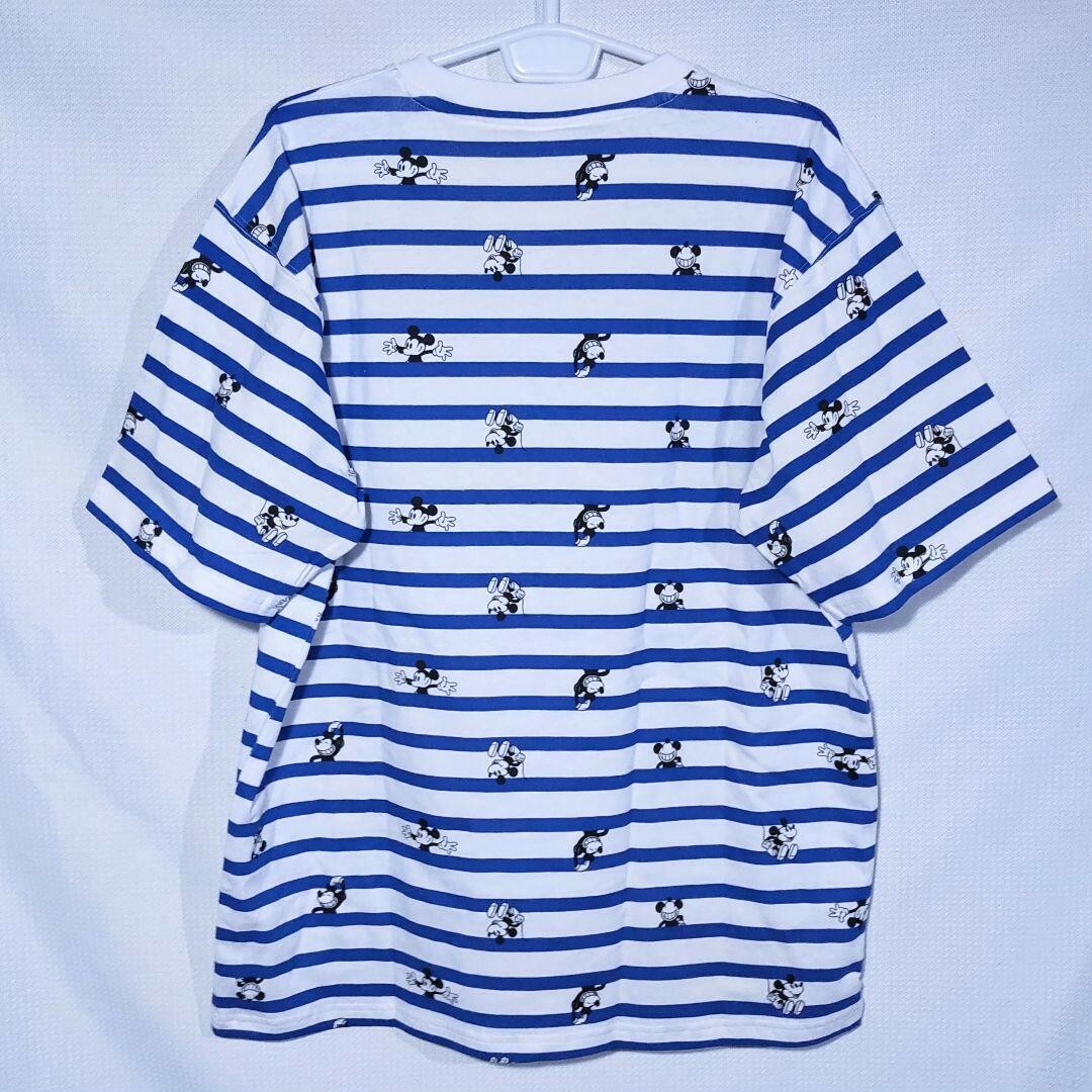 Disney(ディズニー)の新品 Tシャツ XL ミッキー ディズニー ボーダー 半袖 カットソー レトロ メンズのトップス(Tシャツ/カットソー(半袖/袖なし))の商品写真