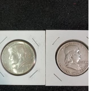 銀貨　アメリカケネディ銀貨 1964年ベンジャミン1954年silver900(金属工芸)