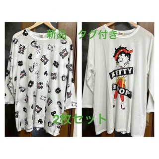 【新品】BettyBoop オーバーサイズドロップショルダーロンT2枚セット(Tシャツ(長袖/七分))