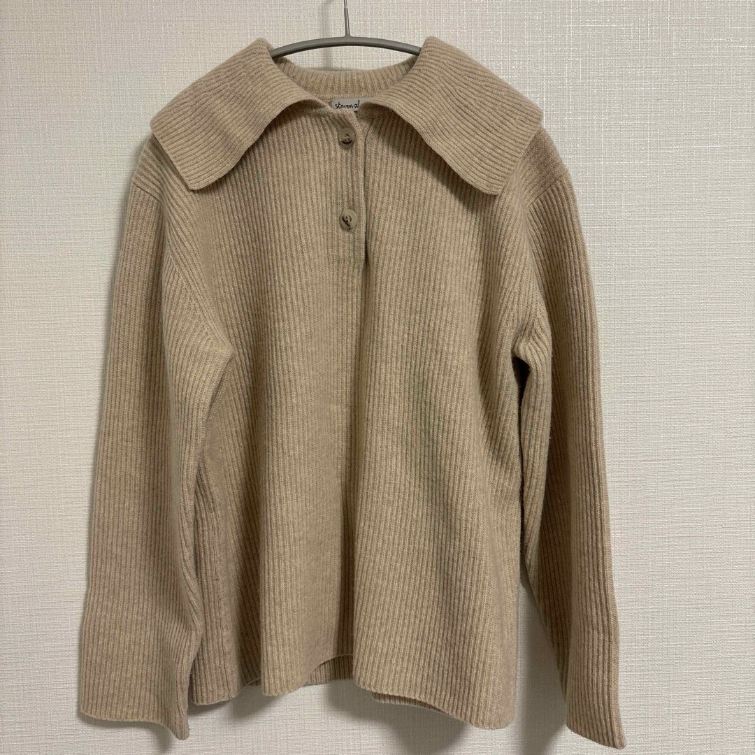 steven alan(スティーブンアラン)のsteven alan ウール ナイロン 2ボタン ニット ベージュ レディースのトップス(ニット/セーター)の商品写真