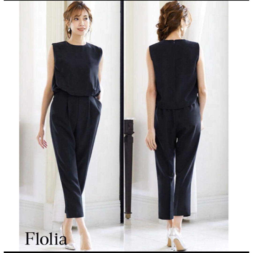 Flolia(フロリア)のFlolia ネイビー　セットアップオールインワン　スーツ レディースのフォーマル/ドレス(スーツ)の商品写真