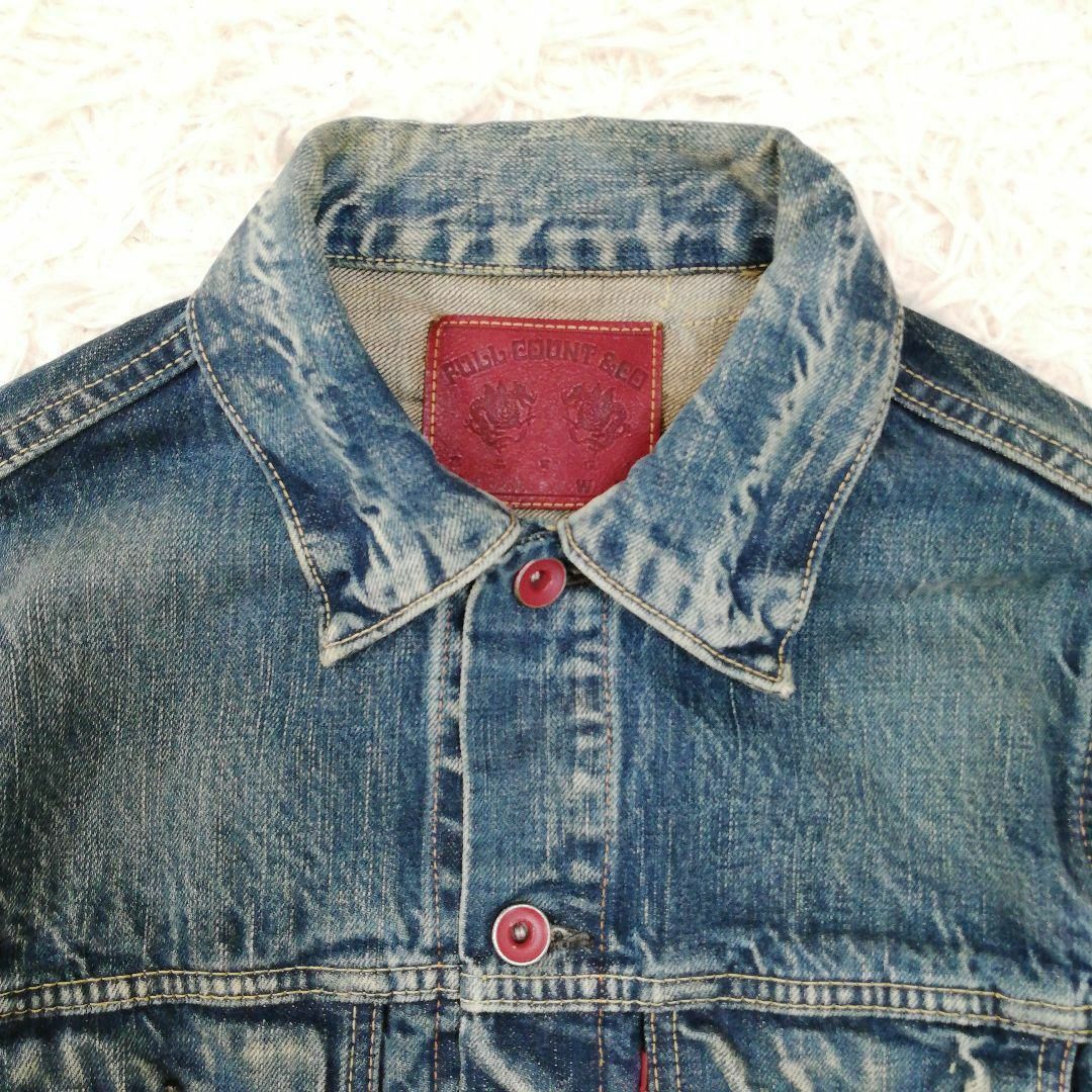 FULLCOUNT(フルカウント)のフルカウント　15周年限定モデル　デニムジャケット　Gジャン　赤ボタン　S メンズのジャケット/アウター(Gジャン/デニムジャケット)の商品写真