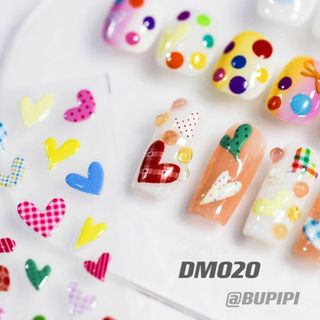 人気 3D ネイルシール ハート ネイルアート デコ用品 貼る DM020(デコパーツ)