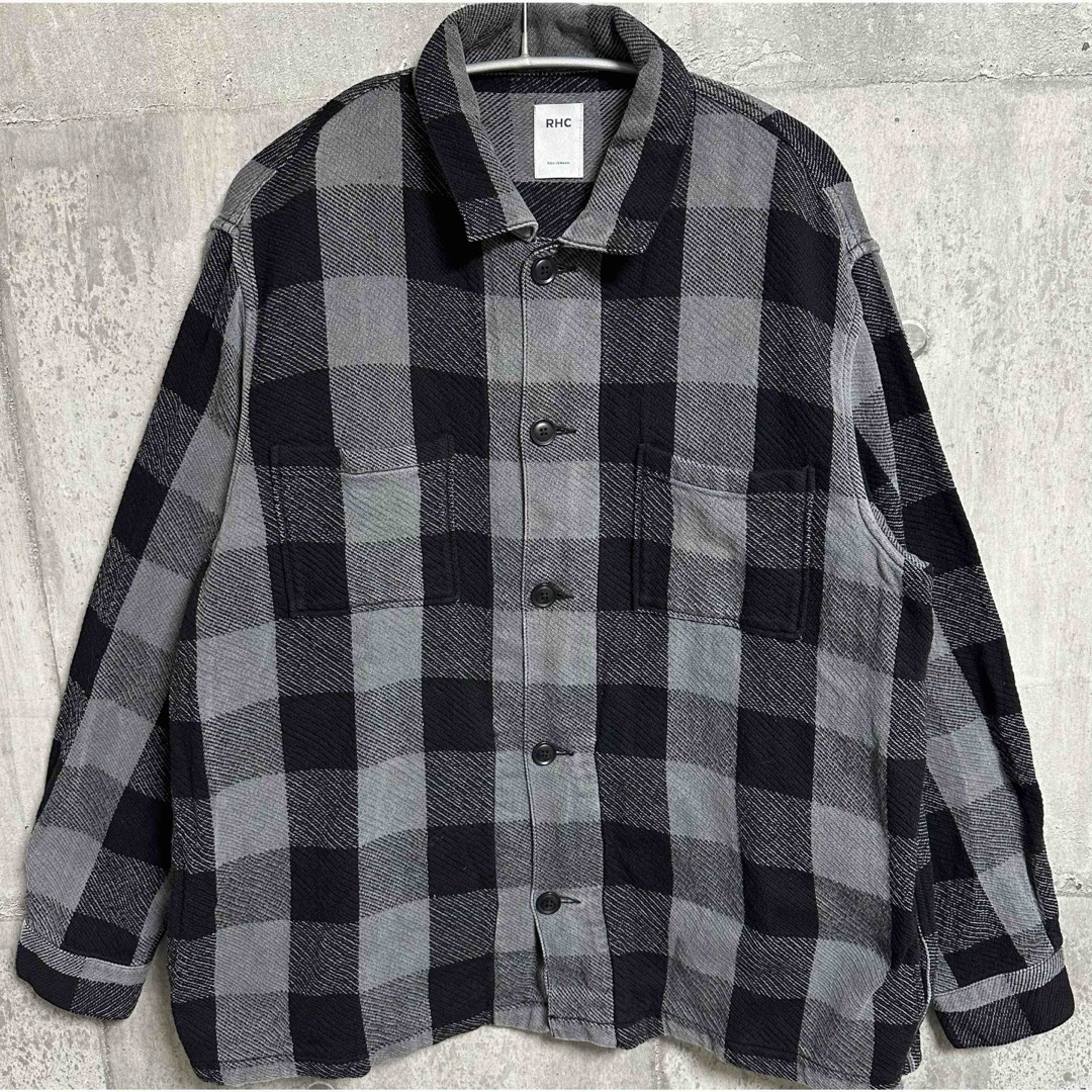 ronherman バッファローチェックシャツ ブラック×グレー ronherman バッファローチェックシャツ ブラック×グレー