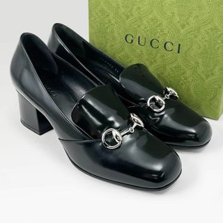 グッチ(Gucci)の極美品◎グッチ ハイヒール ホースビット 太ヒール チャンキーヒール 黒シルバー(ハイヒール/パンプス)