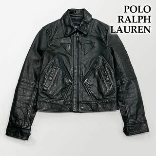 POLO RALPH LAUREN - ポロラルフローレン 革ジャン レザージャケット ステンカラー 黒 シングル S