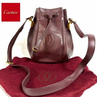 カルティエ(Cartier)の【美品】Cartier Paris マストライン レザー ミニ巾着 保存袋付き(ショルダーバッグ)