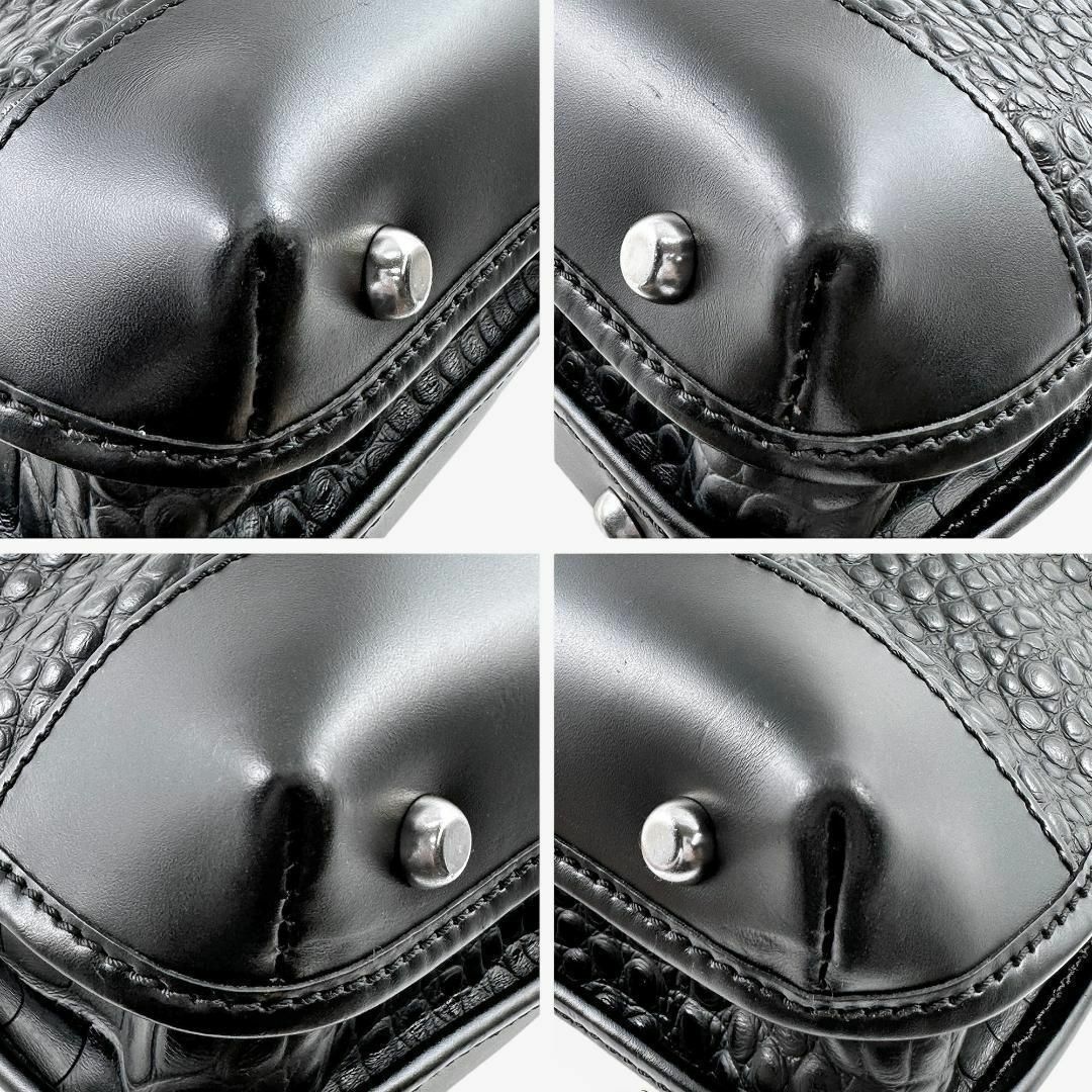 Stefano manO(ステファノマーノ)の美品◎ステファノマーノ ビジネスバッグ クロコ型押し ブリーフケース 黒 本革 メンズのバッグ(ビジネスバッグ)の商品写真