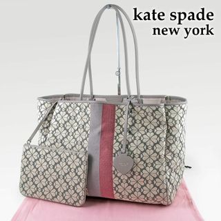 ケイトスペードニューヨーク(kate spade new york)の限定カラー◎美品◎ケイトスペード ジャガード フラワー トートバッグ グレー(トートバッグ)