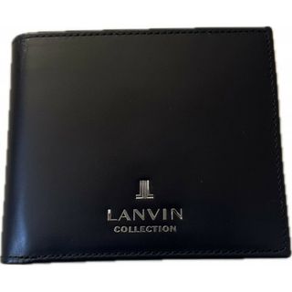 LANVIN COLLECTION - 新品♡本革 折財布 メンズ 男性用 ２つ折り財布 ブラック