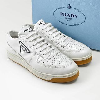 プラダ(PRADA)の極美品◎プラダ スニーカー 三角ロゴ トライアングル モノリス 白 25センチ(スニーカー)