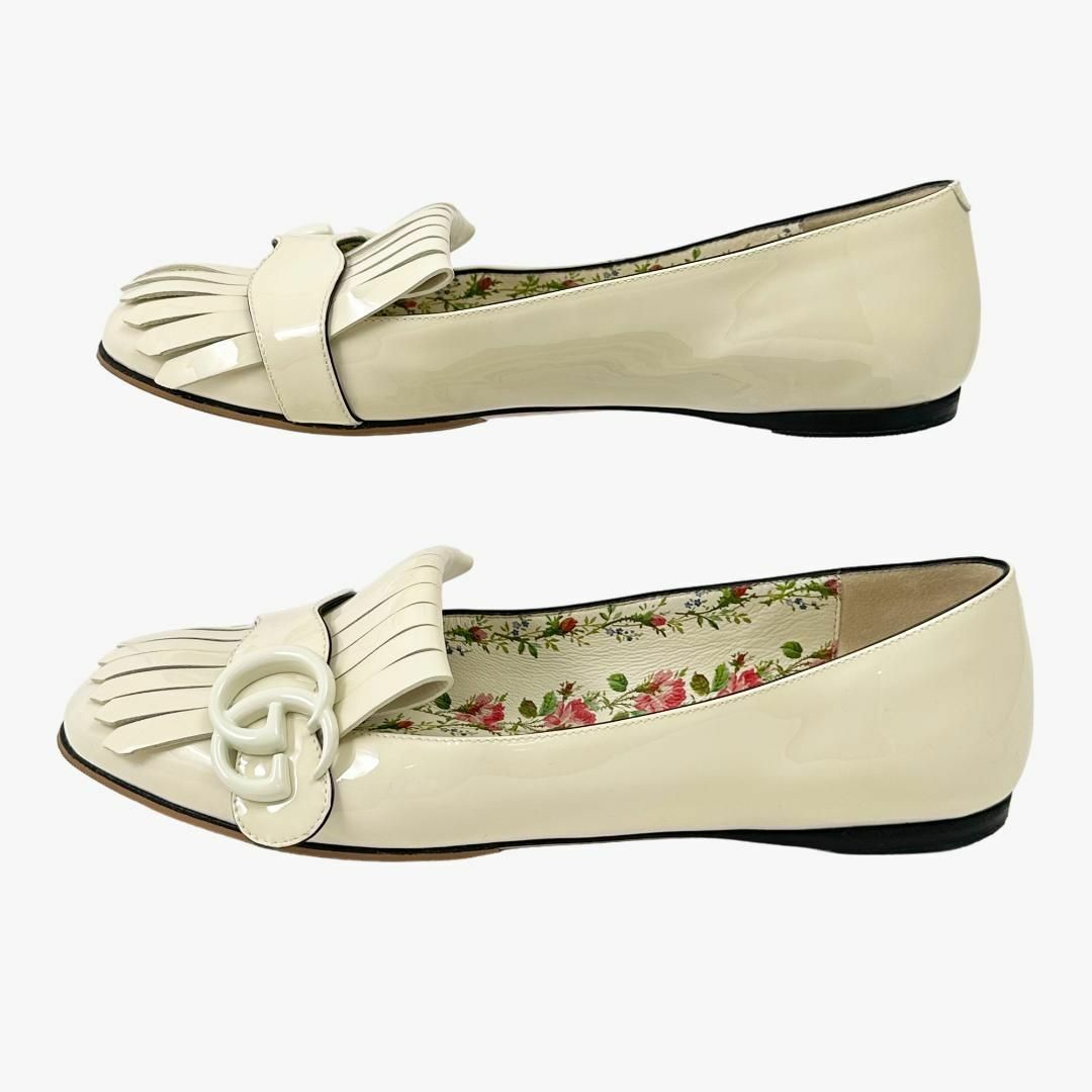 Gucci(グッチ)の極美品 グッチ パンプス フラット　エナメル フリンジ ダブルG マーモント レディースの靴/シューズ(ハイヒール/パンプス)の商品写真