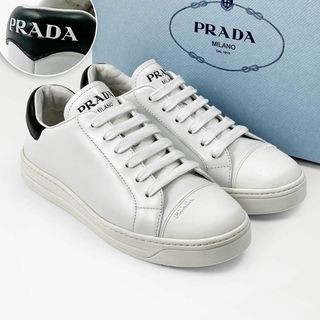 プラダ(PRADA)の極美品◎プラダ スニーカー レザー ローカット 白 ブラッシュドレザー 35(スニーカー)