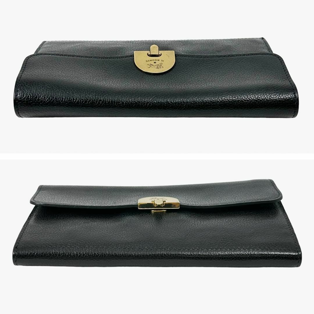 IL BISONTE(イルビゾンテ)の美品◎イルビゾンテ 長財布 ロック金具 ゴールド金具 クロージャー ブラック 黒 レディースのファッション小物(財布)の商品写真