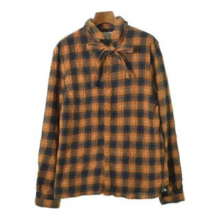 グッチ(Gucci)のGUCCI グッチ ブラウス -(M位) オレンジx紺系(チェック) 【古着】【中古】(シャツ/ブラウス(長袖/七分))