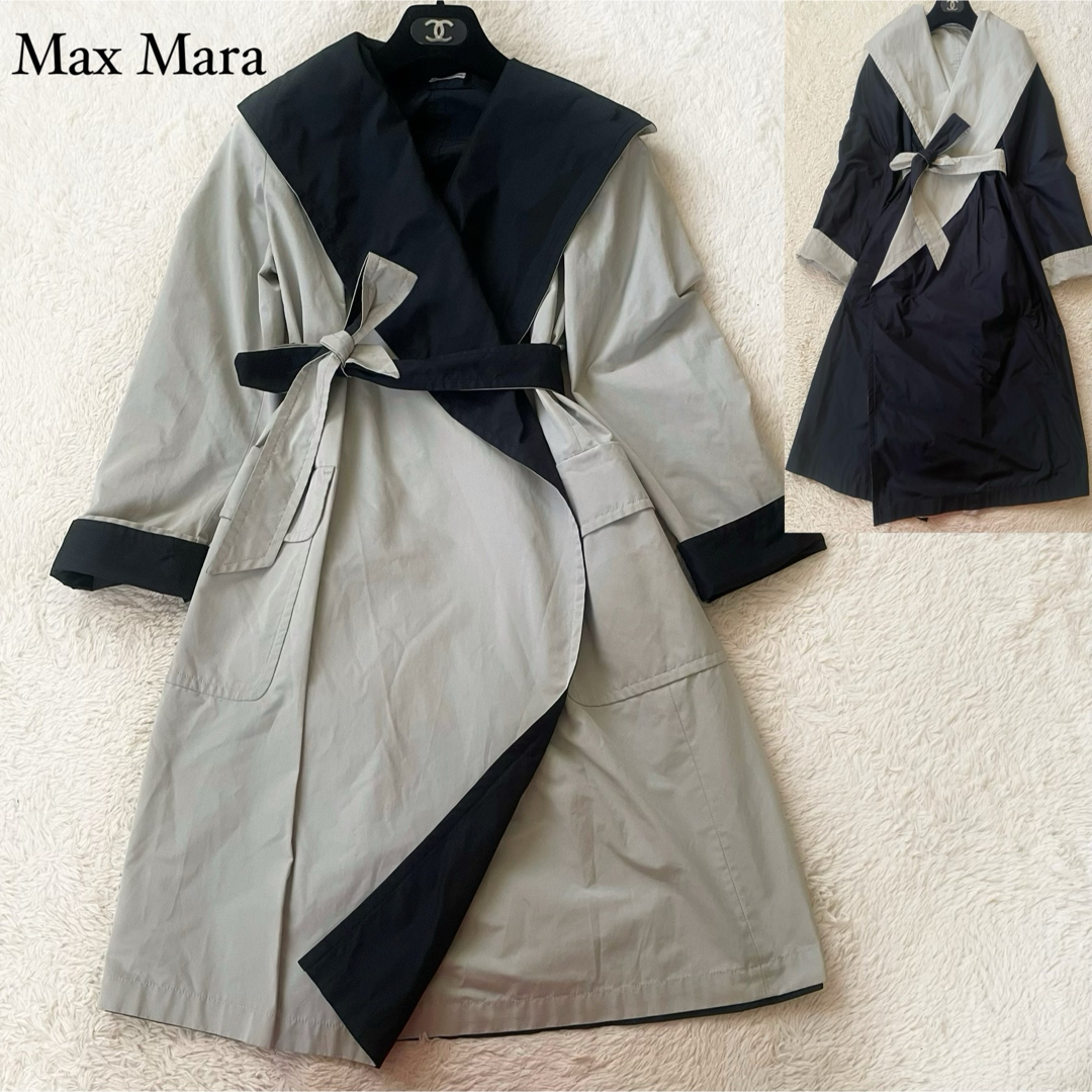 Max Mara(マックスマーラ)の美品　マックスマーラ　リバーシブルベルテッドコート　スプリングコート　36 レディースのジャケット/アウター(スプリングコート)の商品写真
