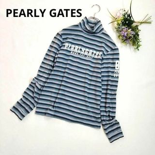 パーリーゲイツ(PEARLY GATES)の美品❗パーリーゲイツ　長袖カットソー/モックネックシャツ　1/M ボーダー　(ウエア)