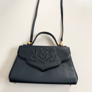 【美品】ミラショーン　ハンドバッグ　ショルダーバッグ　ネイビー　ゴールド金具