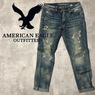 アメリカンイーグル(American Eagle)のアメリカンイーグル ストレッチ ダメージ ジーンズ 00 SHORT レディース(デニム/ジーンズ)